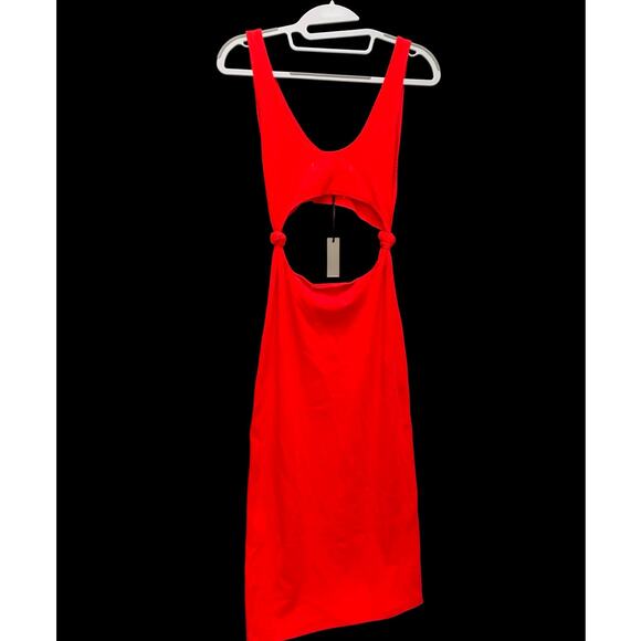 LOVERS and FRIENDS Ribbed Red Cut Out Body-Con MARTA Cut Out Dress Sz SML - Picture 7 of 12